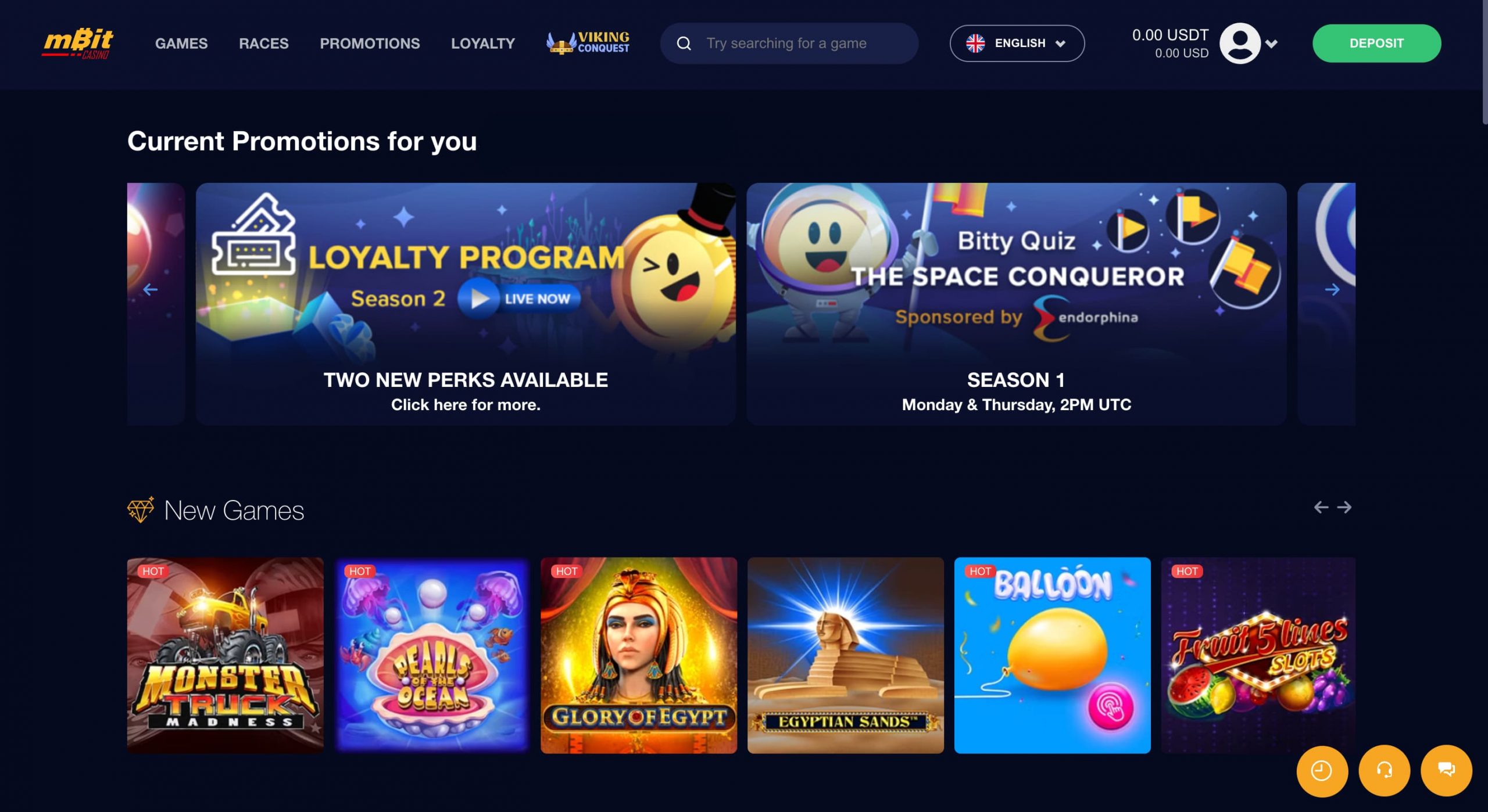 mBit Casino homepage