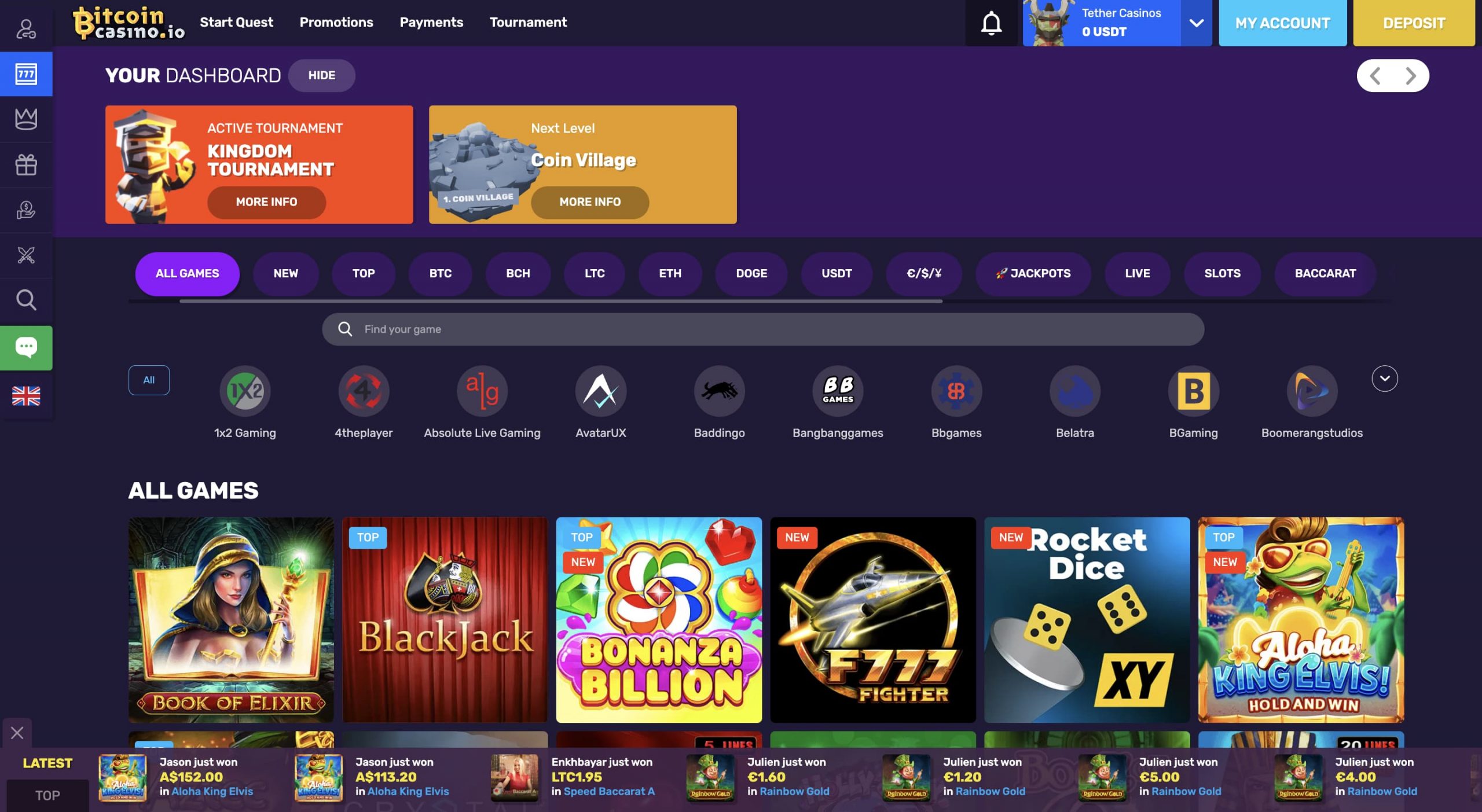 bitcoincasino.io homepage