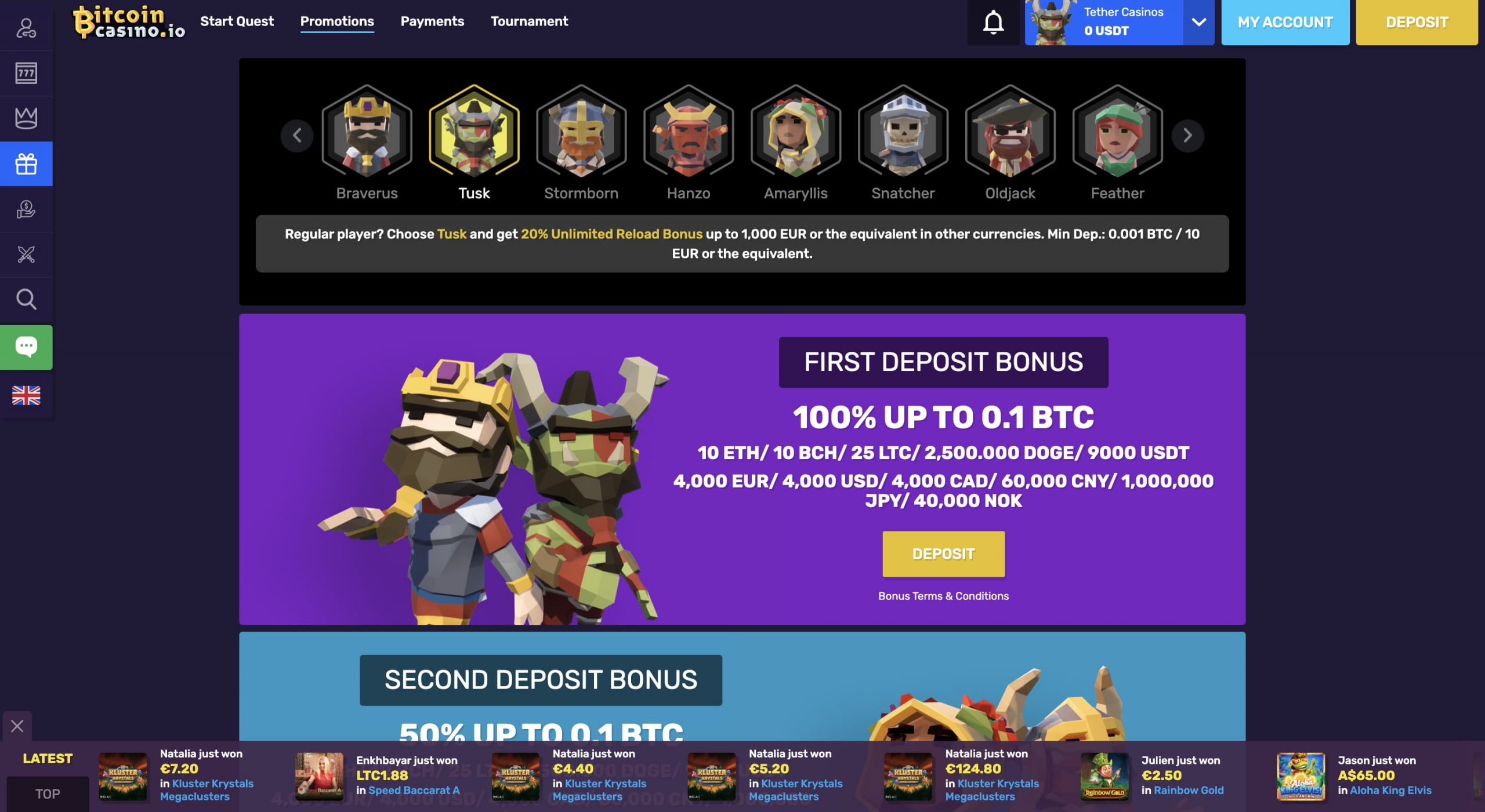 bitcoincasino.io promotions page