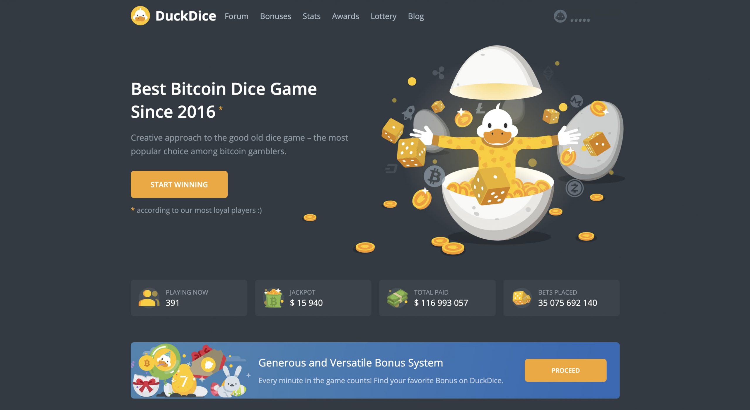 duckdice homepage