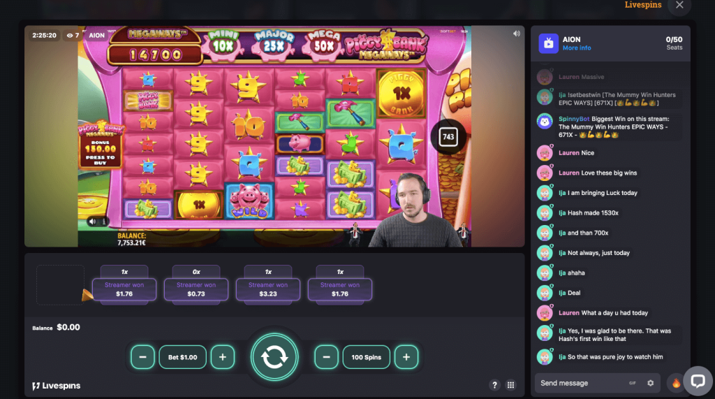 BSpin's Livespin streamer Aion playing Piggy Slots