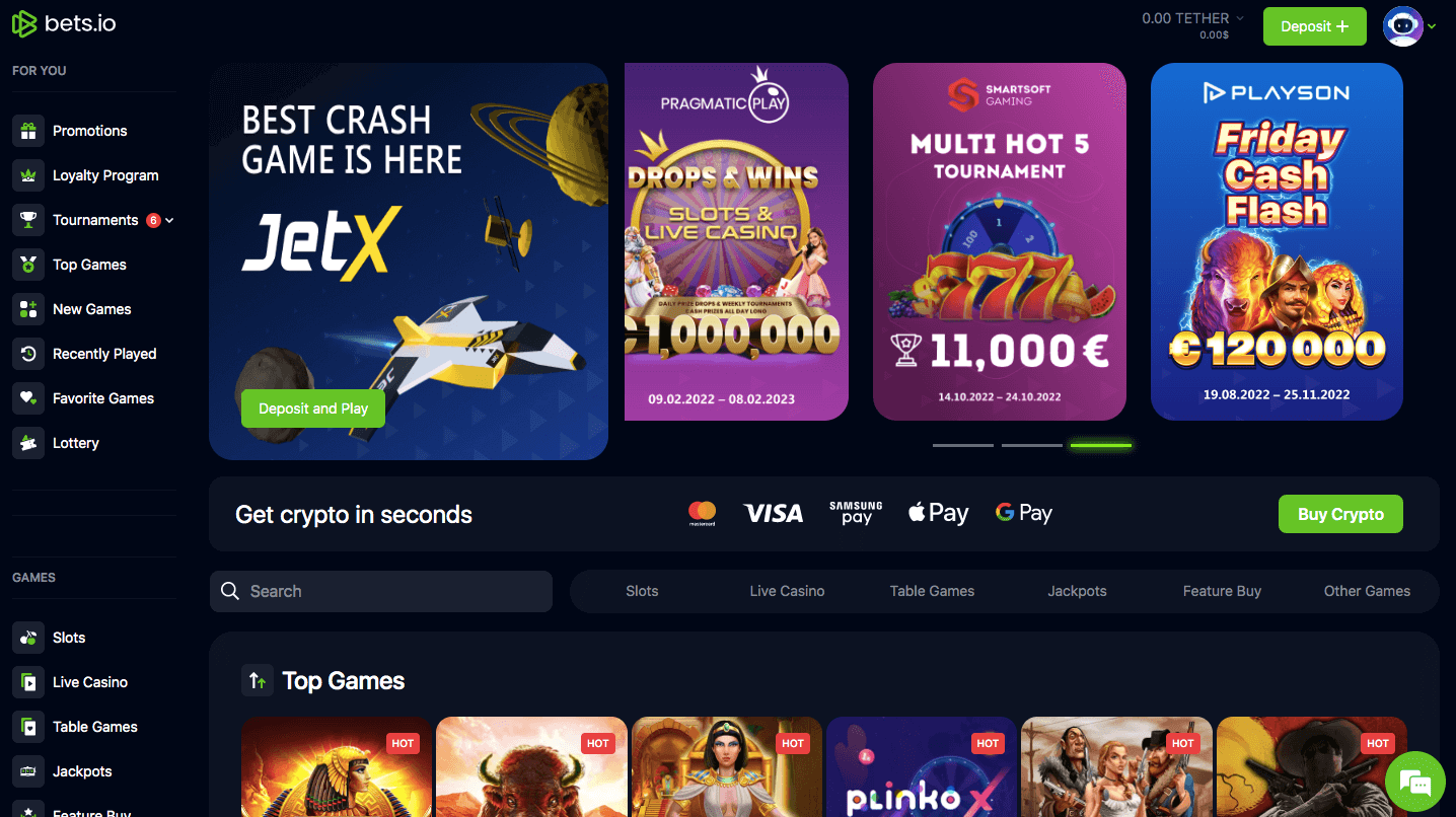 Bets.io casino lobby