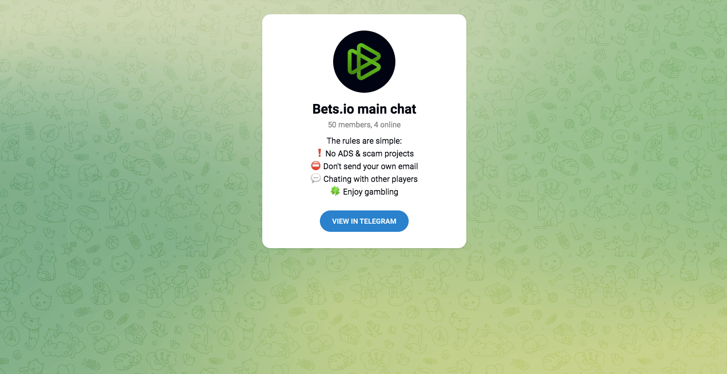 Bets.io telegram chatroom