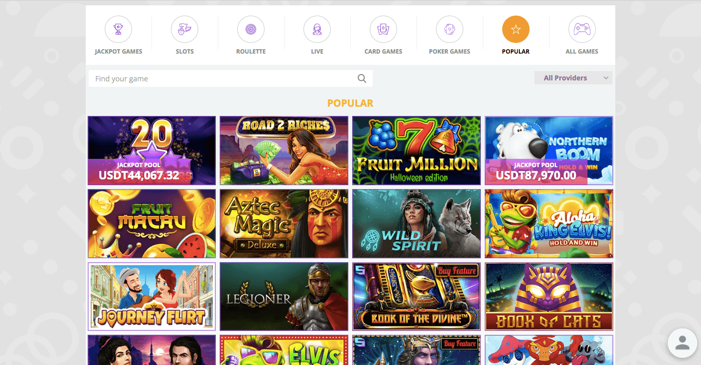 CryptoWild Casino Game Categories